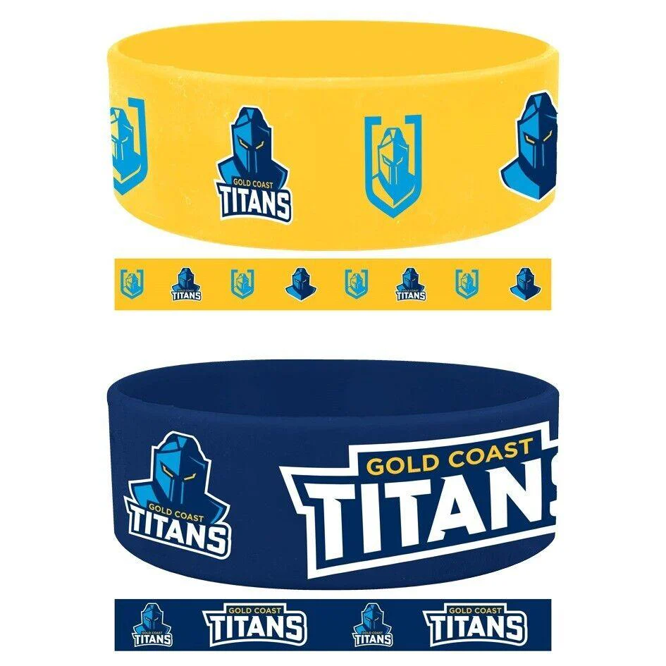 NRL Wrist Bands Set of 2 - Gold Coast Titans - Set of Two - Silicone Band - Image 2