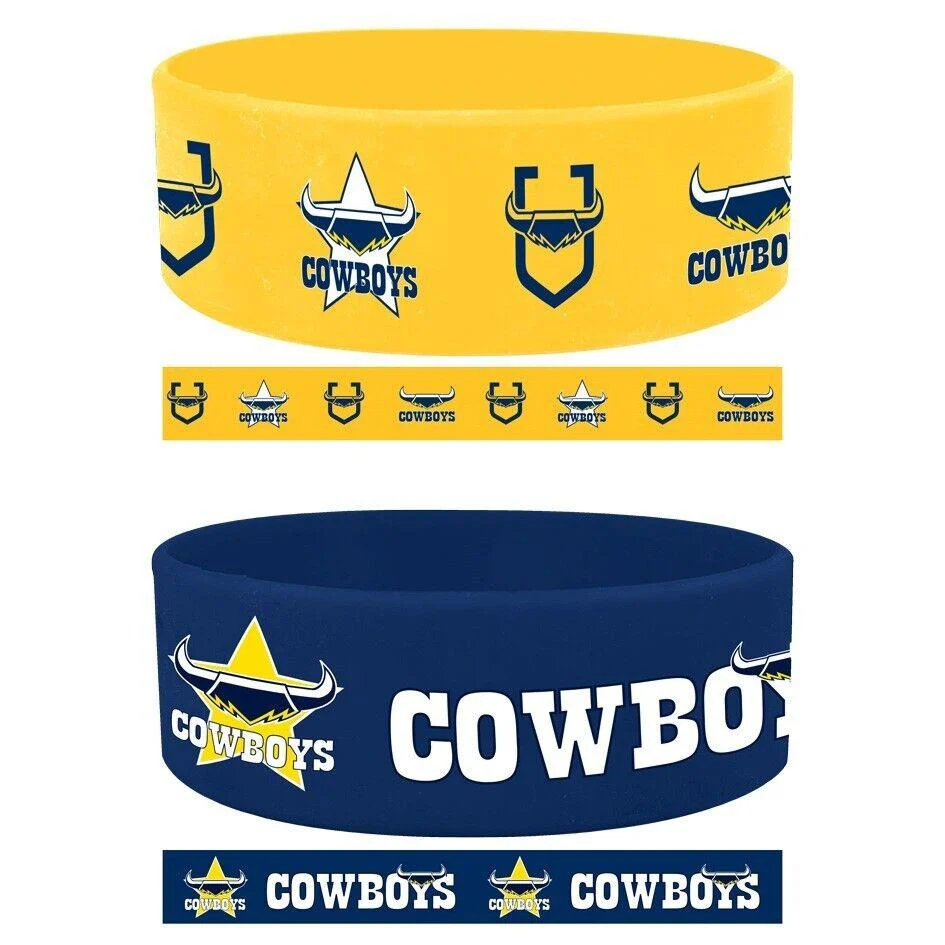 NRL Wrist Bands Set of 2 - North Queensland Cowboys - Set of Two - Silicone Band - Image 2