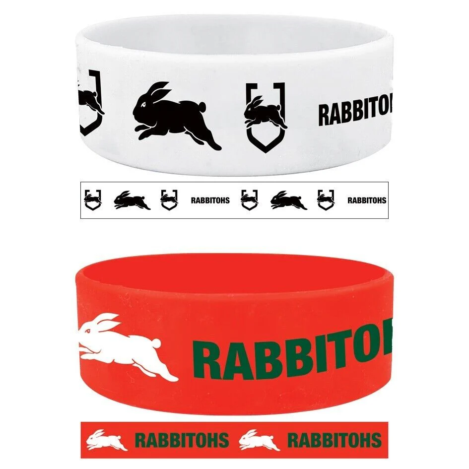 NRL Wrist Bands Set of 2 - South Sydney Rabbitohs - Set of Two - Silicone Band - Image 2