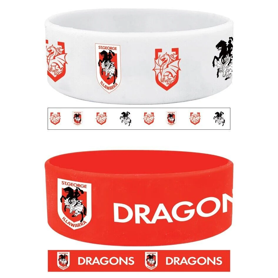 NRL Wrist Bands Set of 2 -St George Illawarra Dragons- Set of Two- Silicone Band - Image 2