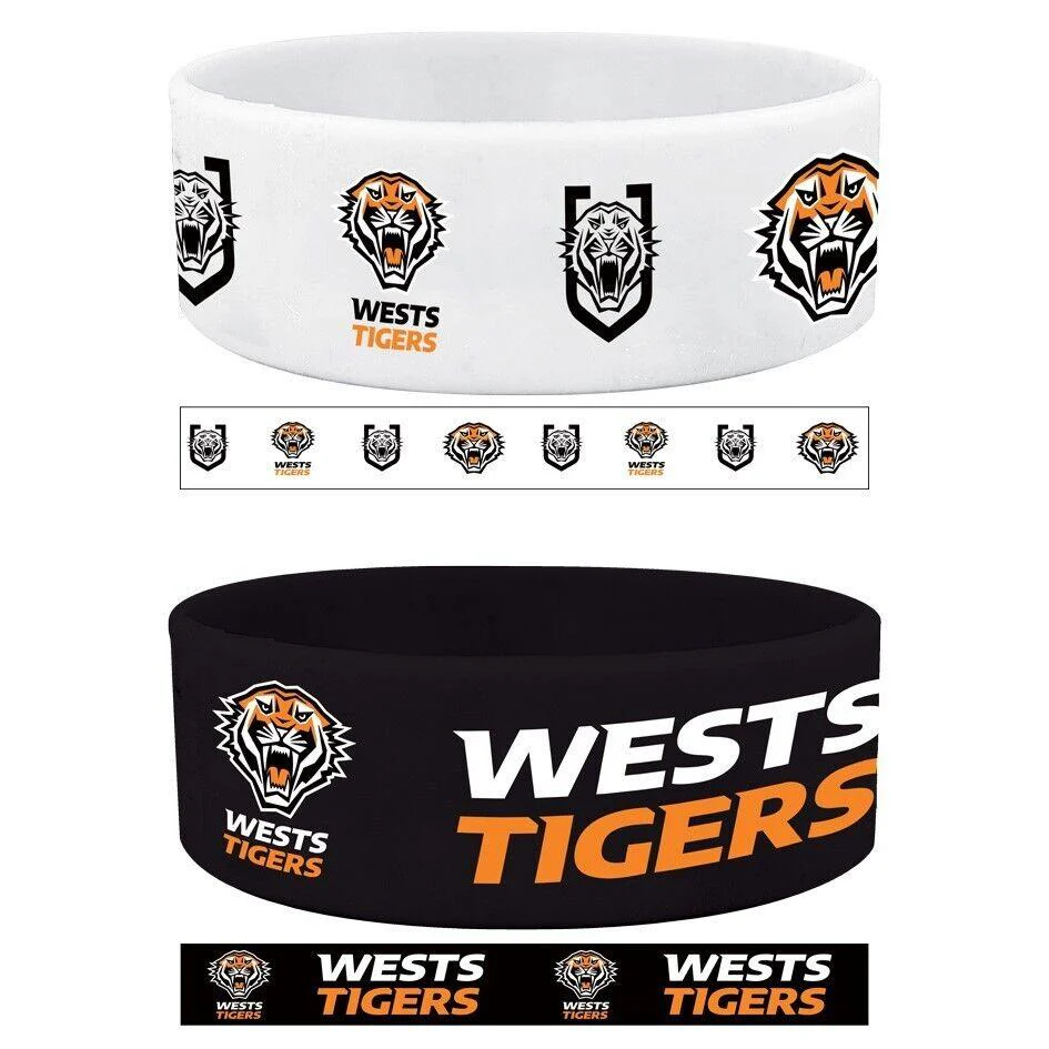 NRL Wrist Bands Set of 2 - West Tigers - Set of Two - Silicone Band - Image 2