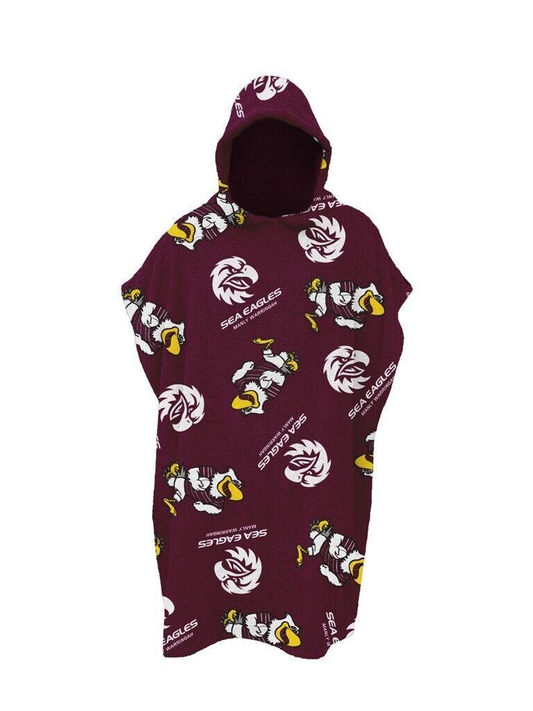 NRL Youth Hooded Towel - Manly Sea Eagles - Kids - Beach Bath - OSFM - Image 2