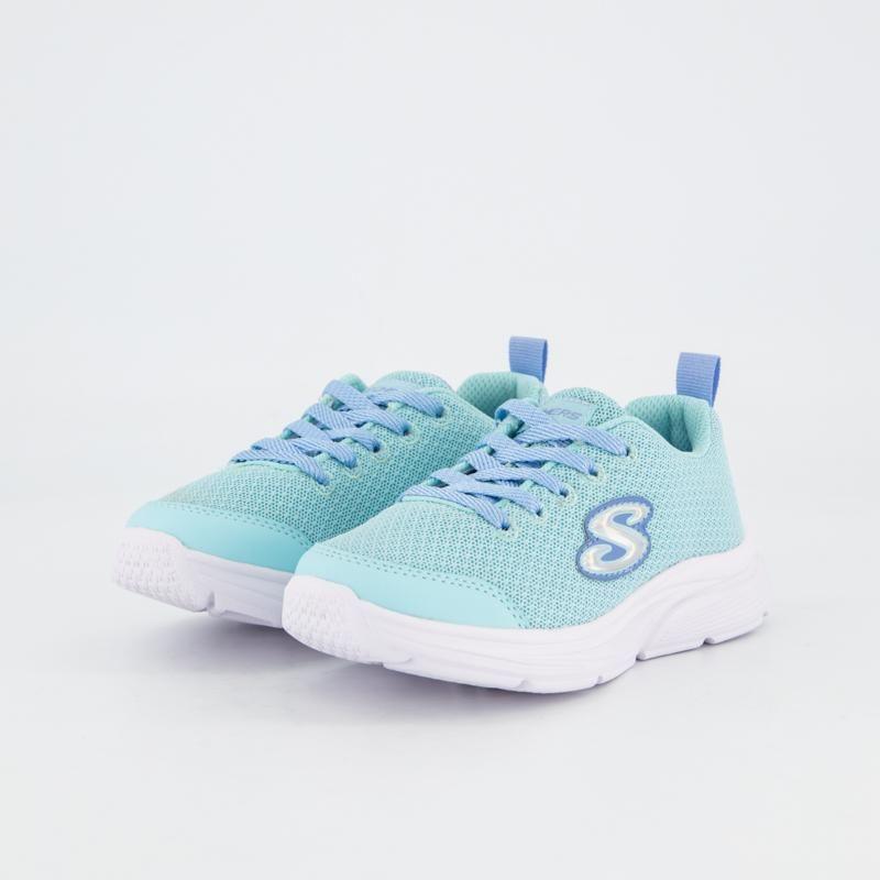 SKECHERS Wavy Lites Shoe - Blissful Wish - Aqua - Kids - Image 4